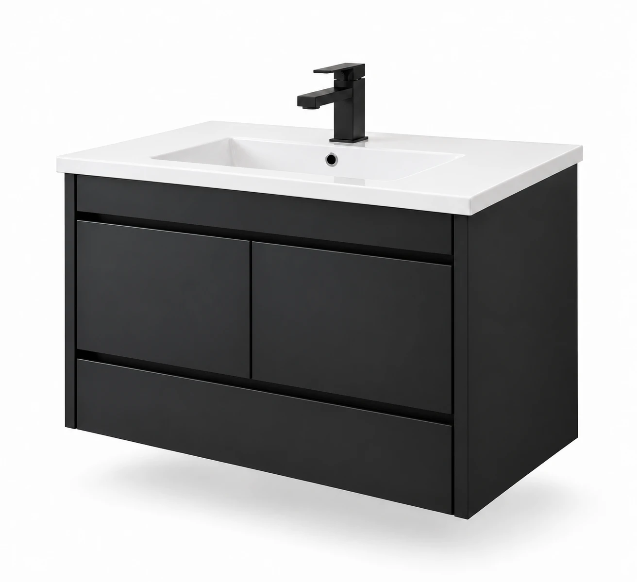 Mueble de Baño Flotado 80 cm con 2 Puertas, Cajón y Lavabo