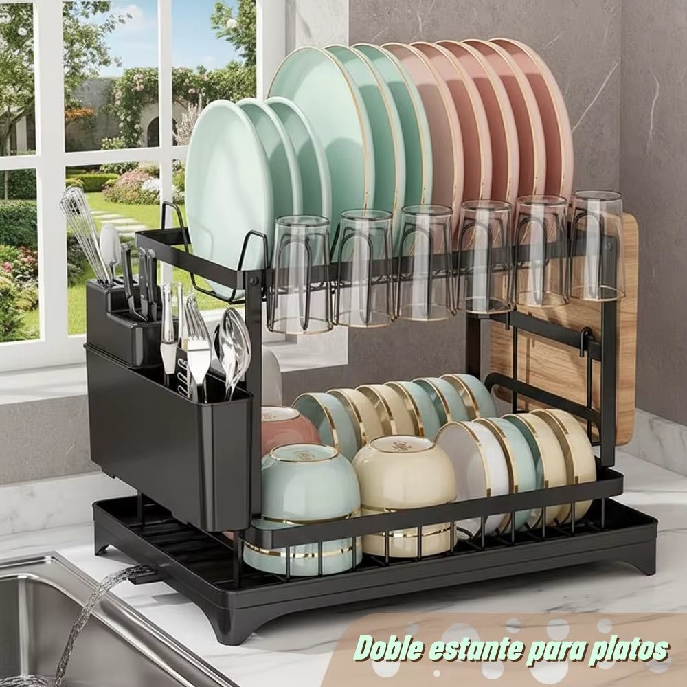 [ALI-09] Soporte de Vajilla Doble de Acero Inoxidable