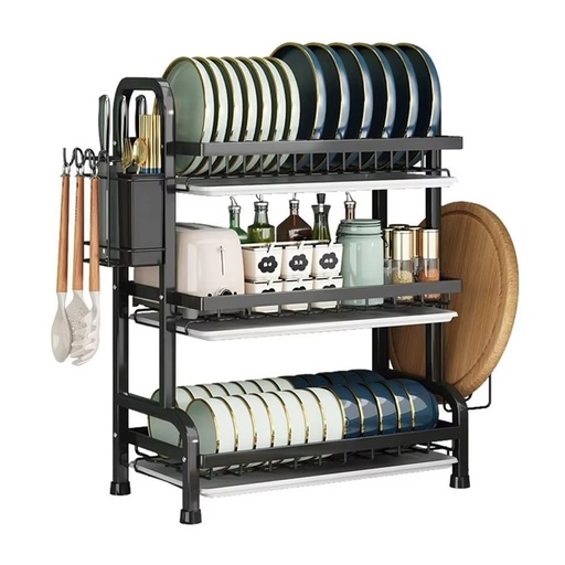 Escurridor de Platos de 3 Niveles con Organizador