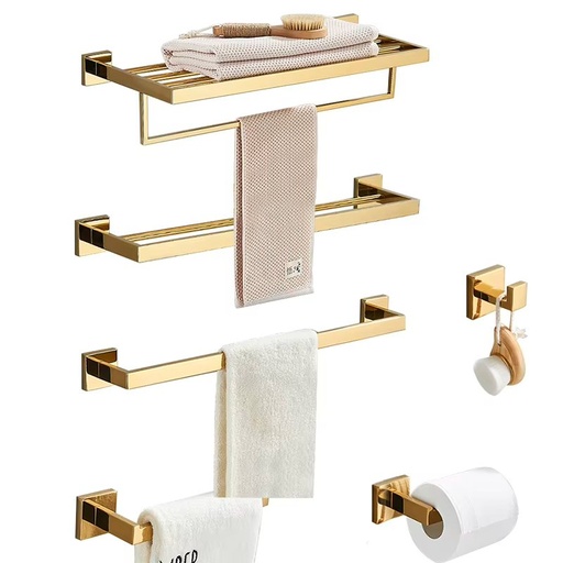 Juego de Accesorios de Baño en Dorado