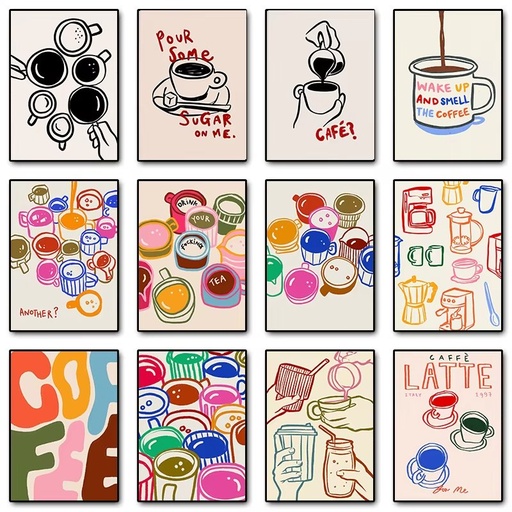 Cuadro Retro de Café y Té
